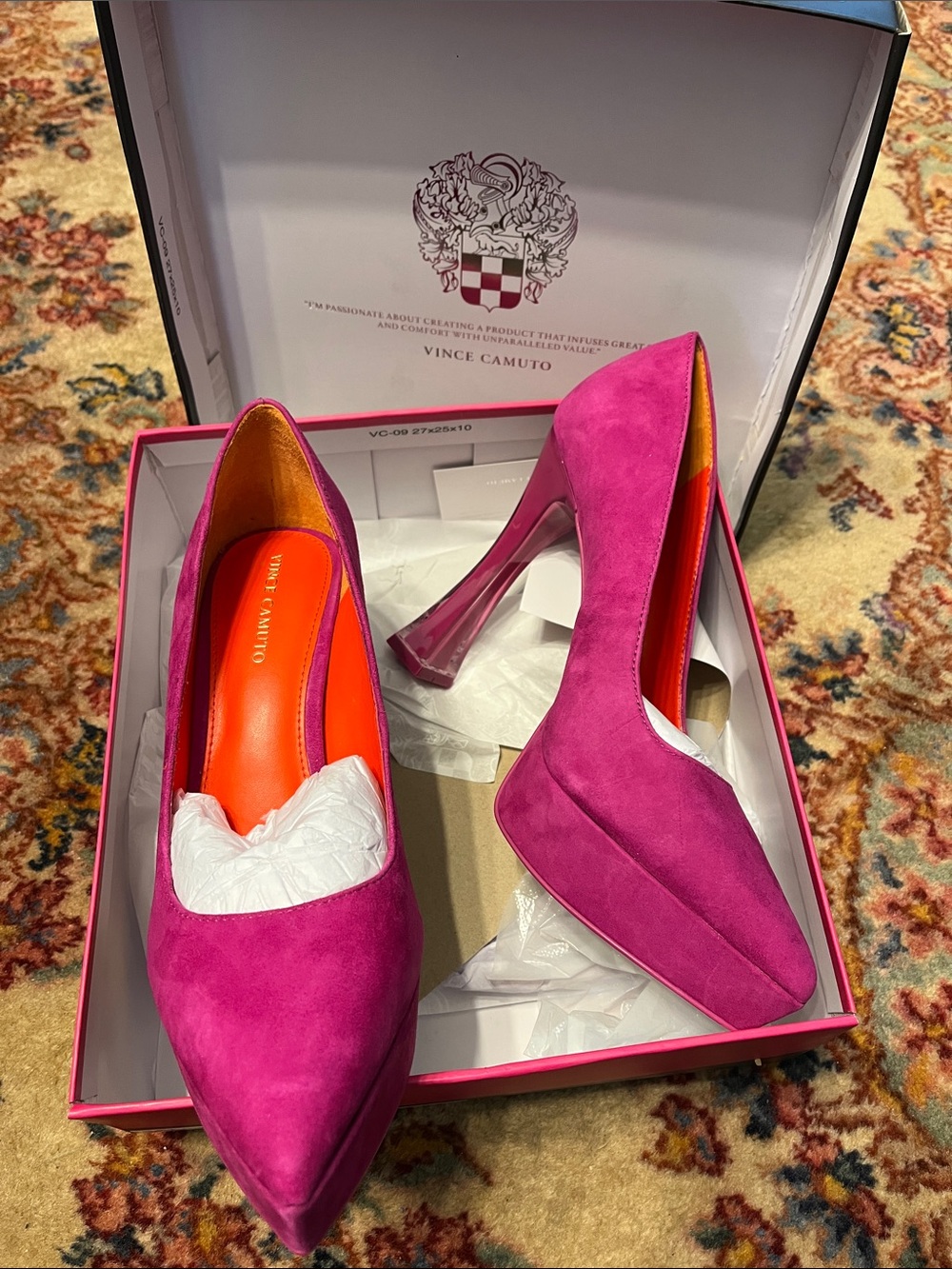Vince Camuto Magenta Suede Pointed-Toe High Heels